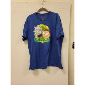 Rick Morty Adult Swim T-Shirt Mens 2XL Blue Cartoon TV Show Tee Graphic